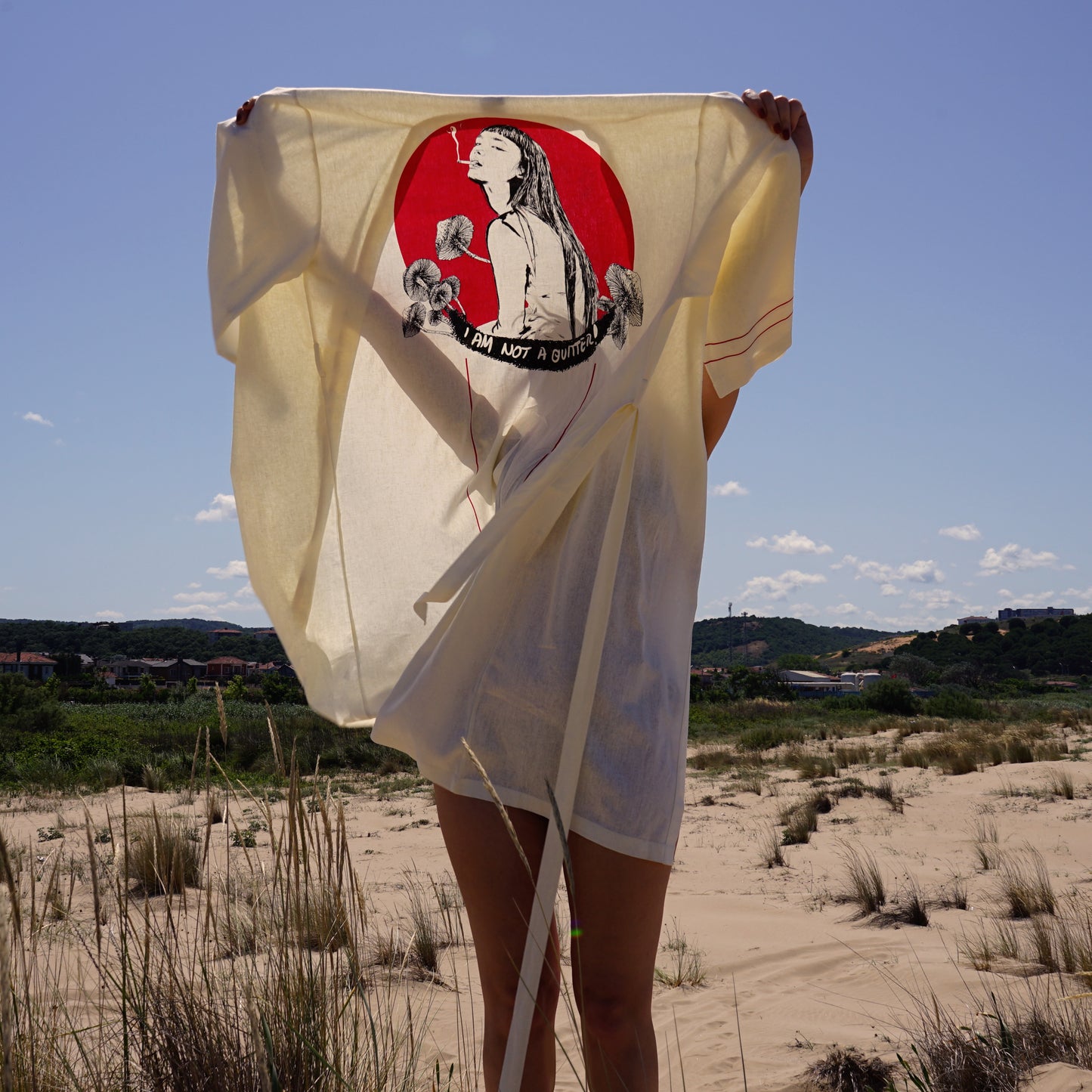 No Quit  ( "I Am Not a Quitter" serisi ) Keten Kimono